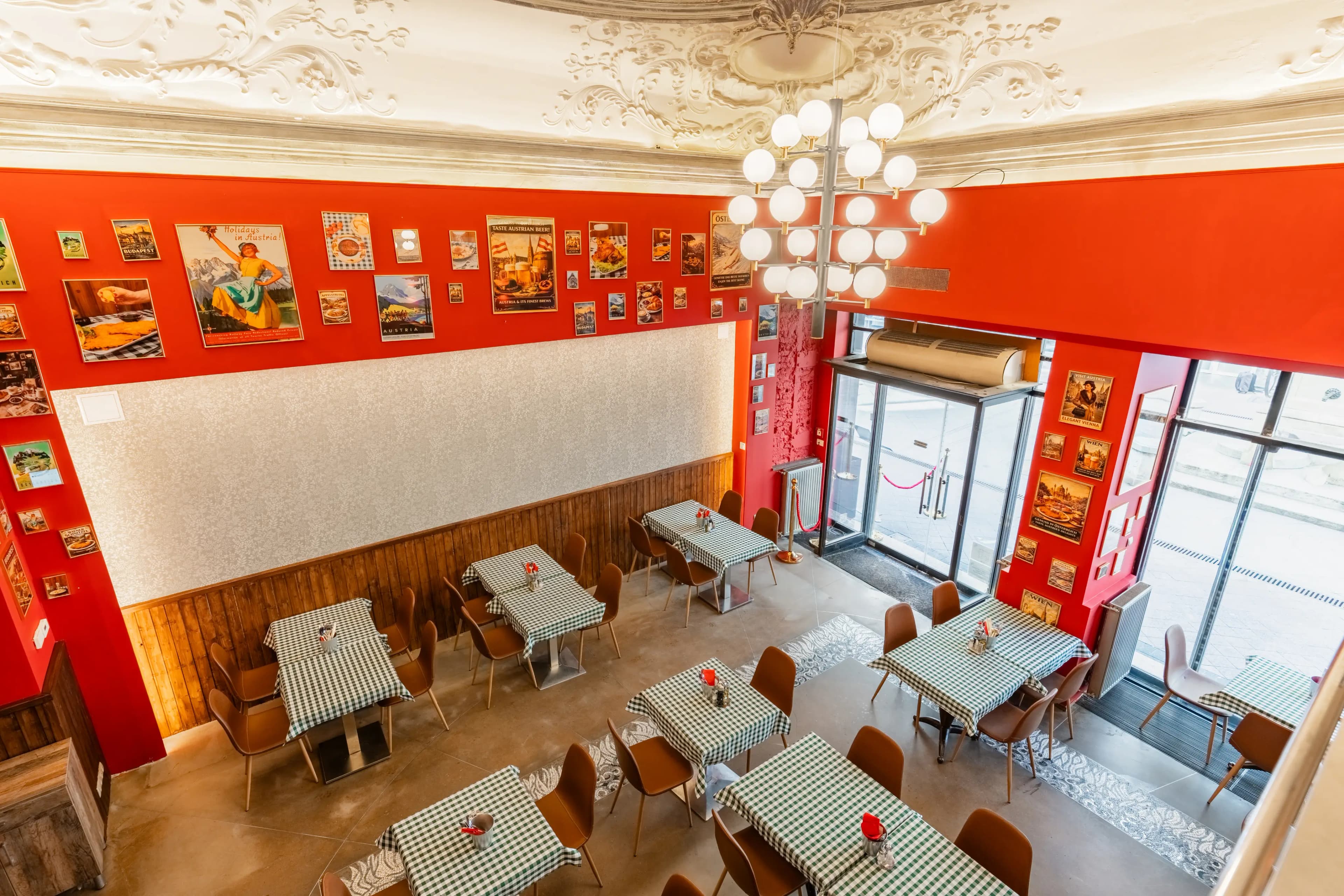 Retro Schnitzel House Budapest restaurant interior.